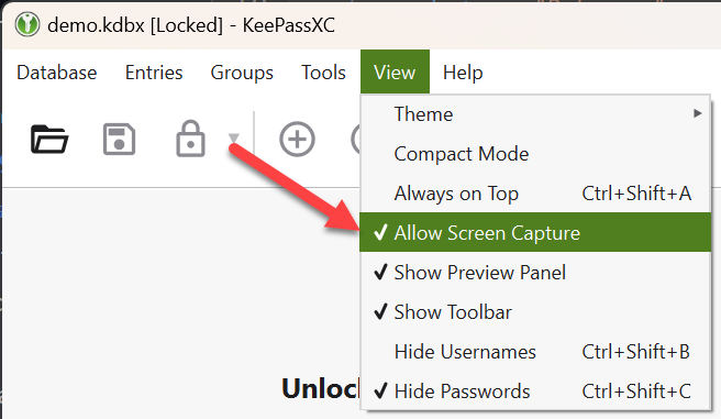Temporarily allow screen capture